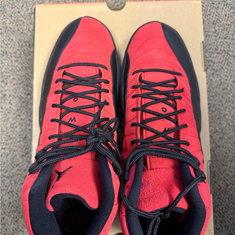 Jordan 12 Retro Reverse Flu Game - Red and Black High-Top Sneakers - Picture 3 of 5